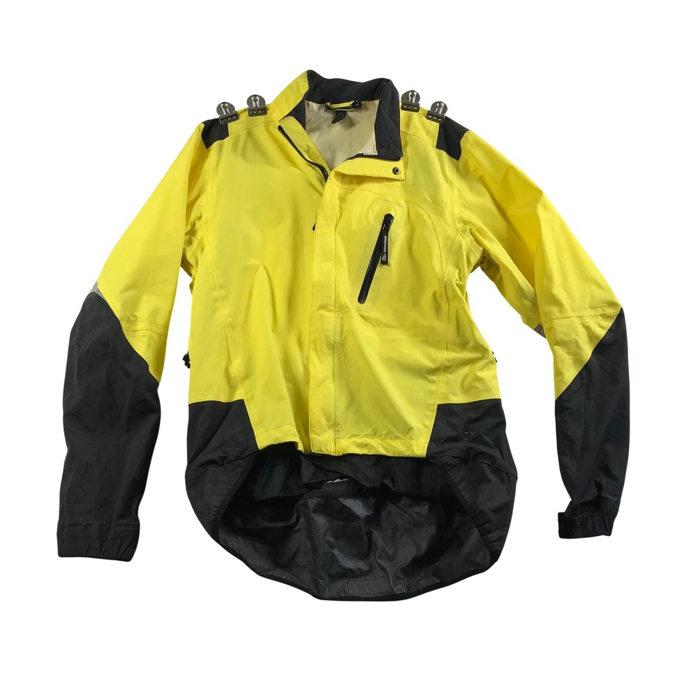 Novara Mens Cycling Jacket Medium Yellow Charcoal Grey Reflective Dropped Tail